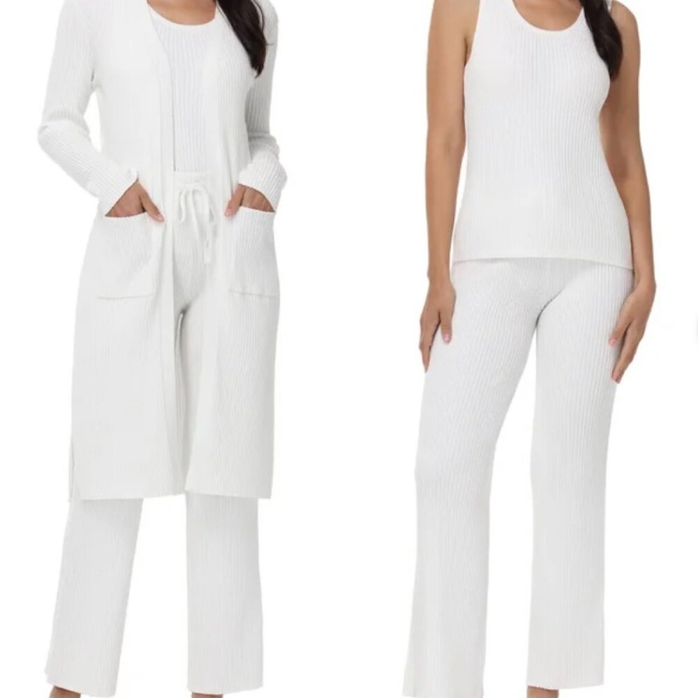 3 Pc Cream (Sea Salt) Ribbed Lounge Set - Picture 9 of 9